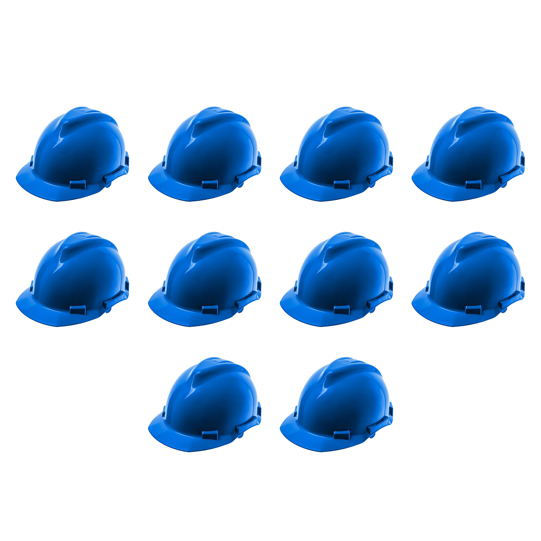 10 Pack of Blue Safety Helmets