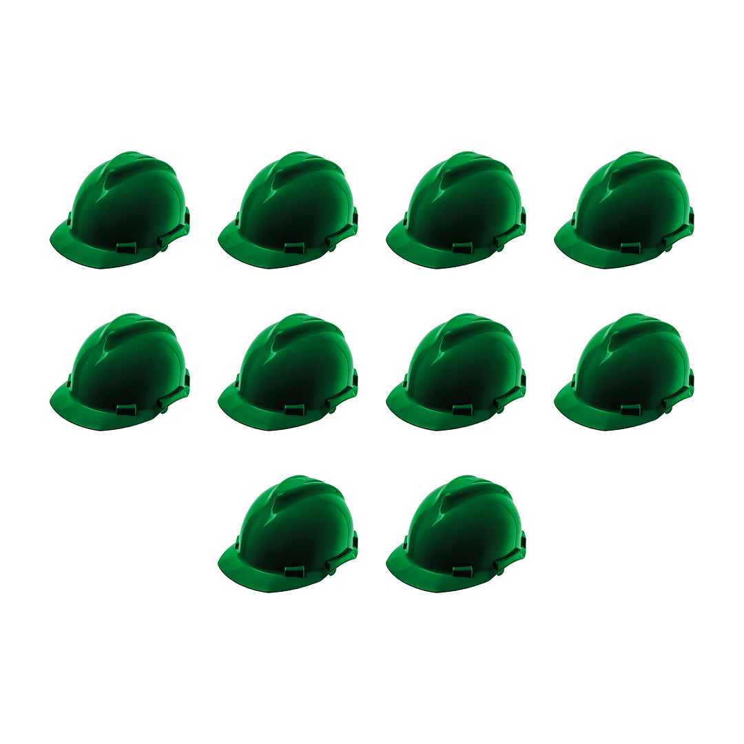 10 Pack of Green Safety Helmets