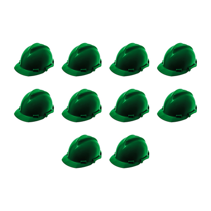 10 Pack of Green Safety Helmets