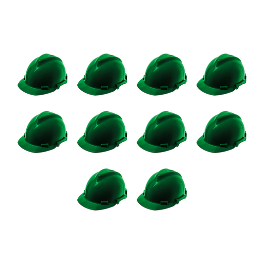 10 Pack of Green Safety Helmets