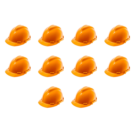 10 Pack of Orange Safety Helmets