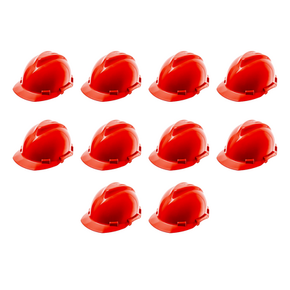 10 Pack of Red Safety Helmets